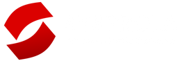 Sysprola logo - red S icon with white wordmark