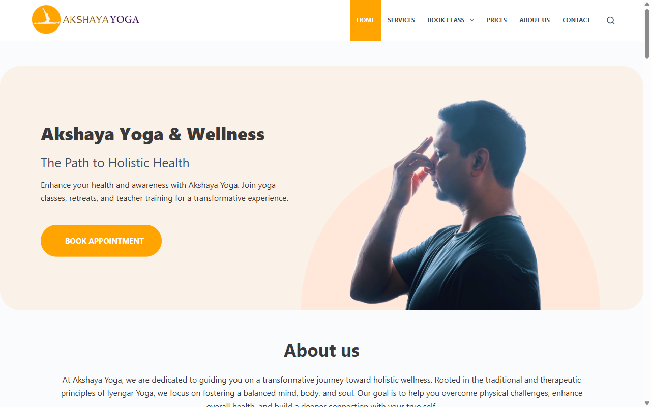 Akshaya Yoga, a website built by Sysprola